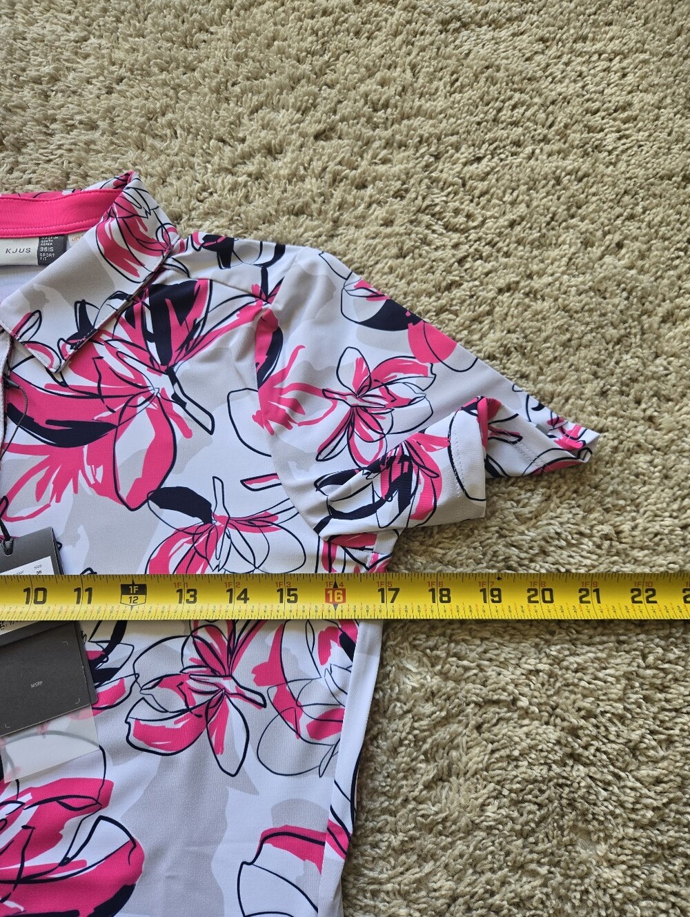 Kjus Enya Printed Polo Shirt Womens S Pink Active Golf - Picture 9 of 9